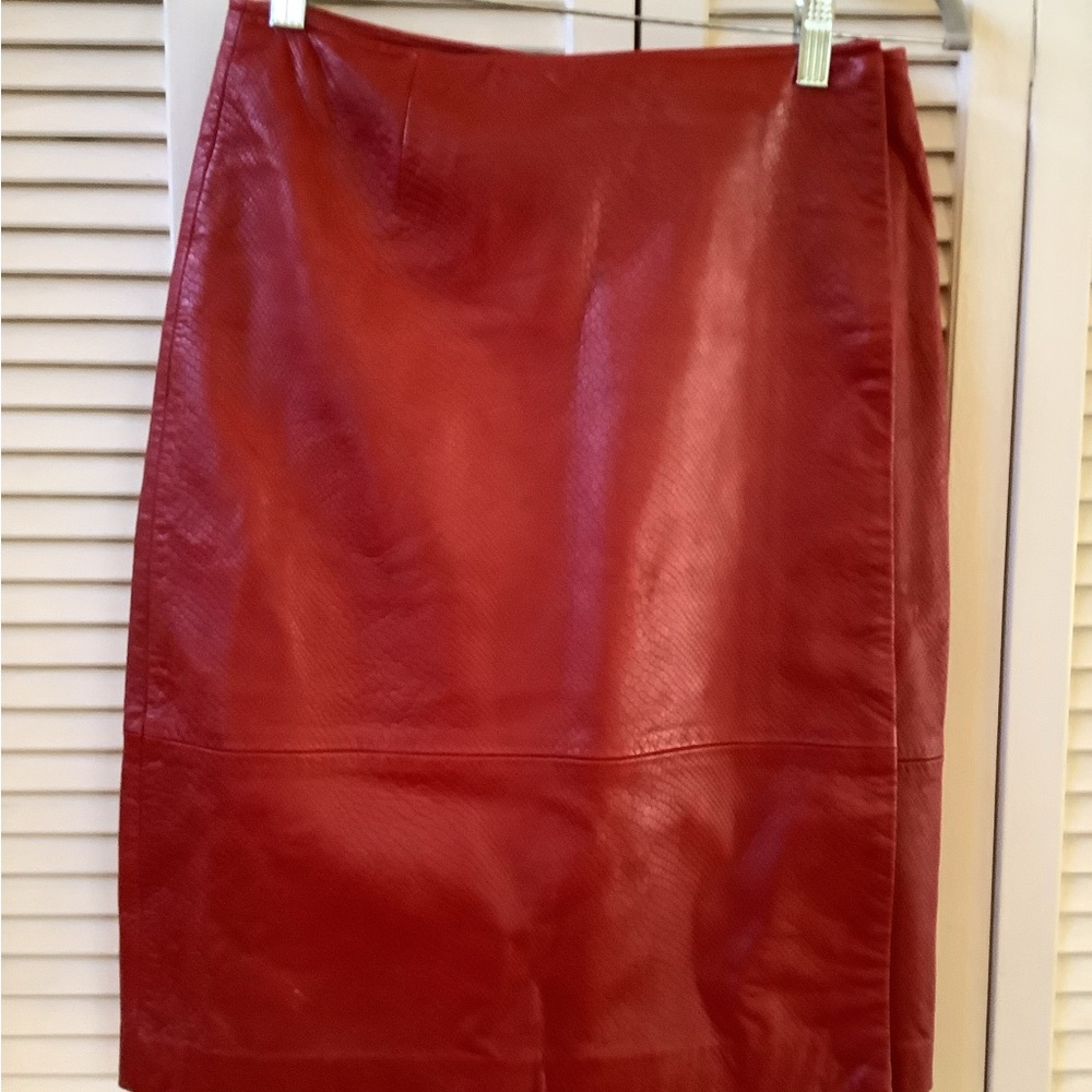 Elegant Red Leather Skirt